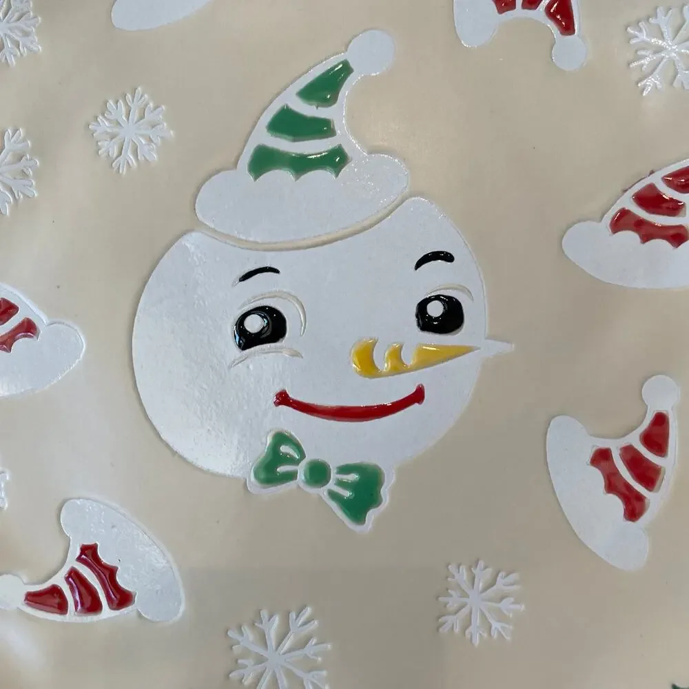 ELI + ANA Christmas VINTAGE SNOWMAN Dinner Plate 11in Set of 4 Ceramic New